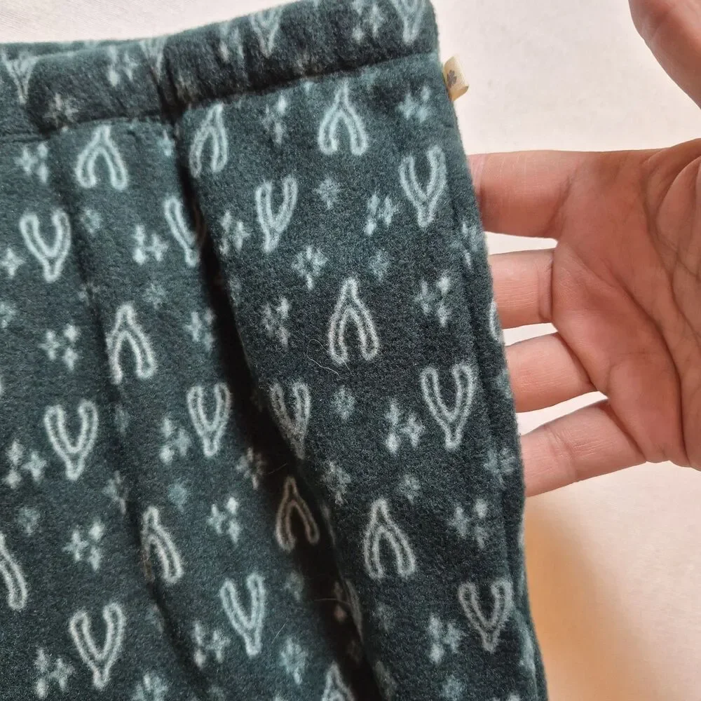 Lucky Brand Women's Wishbone Fleece Pajama Set Size 1X Green Button-Up